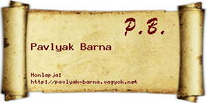 Pavlyak Barna névjegykártya